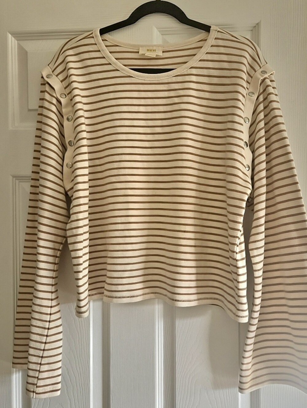 Anthropologie Maeve Slouchy Striped Wide Detachable Sleeves Size Large